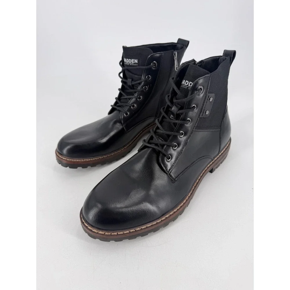 Steve Madden Porthole Chukka Boot Mens Size 14 Black Side Zip Lug Sole  NWOT